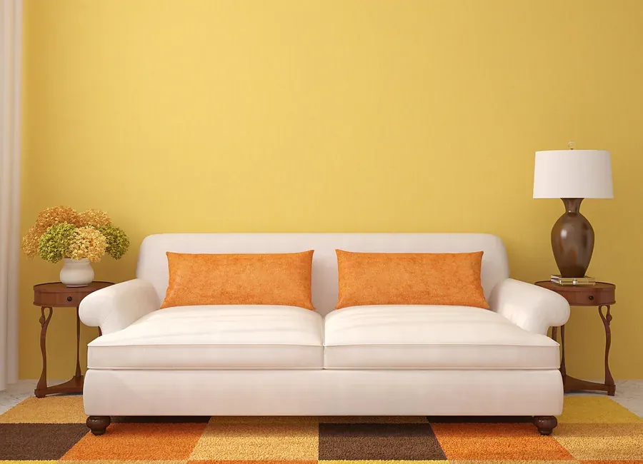 Open-concept living room in a fresh, bright paint scheme